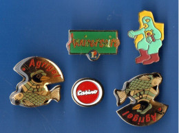 PIN'S . " CASINO . E. LECLERC . LES SIMPSON . AGRIGEL " . LOT DE 5 PIN'S - Réf. N°171PNS - - Lots