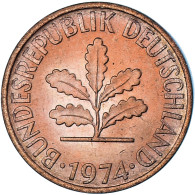 Monnaie, République Fédérale Allemande, 2 Pfennig, 1974, Stuttgart, TTB+ - 2 Pfennig