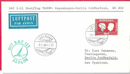 DANMARK - FIRST FLIGHT TAROM WITH BAC 117 FROM KOBENHAVN TO BERLIN/SCHONEFELD *3.11.69* ON OFFICIAL COVER - Aéreo