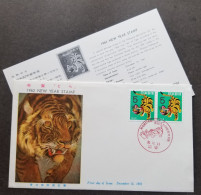 Japan Chinese New Year Of The Tiger 1961 Lunar Zodiac Painting (stamp FDC) - Lettres & Documents