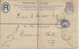 GB 1896, QV 2d Blue Large Postal Stationery Registered Envelope (Huggins & Baker RP20 Size H, Vertically Folded In The - Lettres & Documents