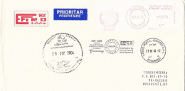 BUCHAREST UPU CONGRESS POSTMARKS, AMOUNT 5000, BUCHAREST, DEPUTEES CHAMBER RED MACHINE STAMPS ON COVER, 2004, ROMANIA - Brieven En Documenten