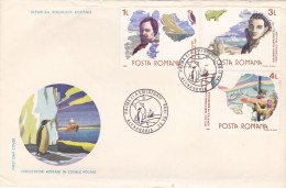 POLAR PHILATELY, ROMANIAN POLAR EXPLORERS, SHIP, PENGUINS, COVER FDC, 1986, ROMANIA - Polar Exploradores Y Celebridades