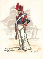 SOUS-OFFICIER D' ARTILLERIE De MARINE -1835 - ILLUSTRATEUR; L. ROUSSELOT-  UNIFORME - CARTE (132x15cm) - Uniformes