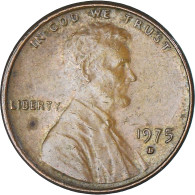 Monnaie, États-Unis, Lincoln Cent, Cent, 1975, U.S. Mint, Denver, TB, Laiton - 1959-…: Lincoln, Memorial Reverse