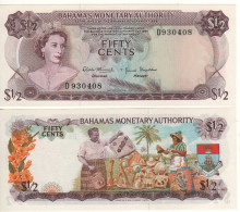 BAHAMAS   1/2 Dollar     P26   (L. 1968  Queen Elizabeth II + Straw Market Ay Back  )   A/UNC - Bahamas