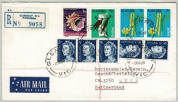 Australien / Australia 1969, Einschreibebrief Glenroy Victoria - Lyss (Schweiz), Mit Marke Cocos Islands, Timber, Sugar - Storia Postale