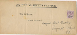 GB 189?, Large ON HER MAJESTY’S SERVICE Cover (twice Folded Vertically In The Middle) Franked With QV 1d Lilac With „I.R - Briefe U. Dokumente