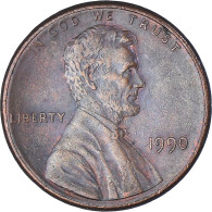 Monnaie, États-Unis, Lincoln Cent, Cent, 1990, U.S. Mint, Philadelphie, TB+ - 1959-…: Lincoln, Memorial Reverse