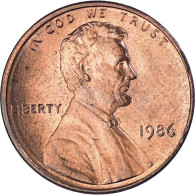 Monnaie, États-Unis, Lincoln Cent, Cent, 1986, U.S. Mint, Philadelphie, TTB - 1959-…: Lincoln, Memorial Reverse