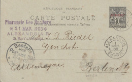 Alexandrie Entier Postal Alexandrie Egypte Pour L'Allemagne 1903 - Covers & Documents