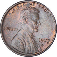 Monnaie, États-Unis, Lincoln Cent, Cent, 1977, U.S. Mint, Denver, TTB, Laiton - 1959-…: Lincoln, Memorial Reverse