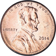 Monnaie, États-Unis, Cent, 2014, U.S. Mint, TTB, Copper Plated Zinc - 1959-…: Lincoln, Memorial Reverse