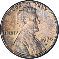 Monnaie, États-Unis, Lincoln Cent, Cent, 1974, U.S. Mint, Denver, TTB, Laiton - 1959-…: Lincoln, Memorial Reverse