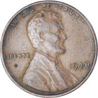 Monnaie, États-Unis, Cent, 1938, Philadelphie, TTB, Bronze, KM:132 - 1959-…: Lincoln, Memorial Reverse