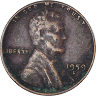 Monnaie, États-Unis, Lincoln Cent, Cent, 1959, U.S. Mint, Denver, TB+, Laiton - 1959-…: Lincoln, Memorial Reverse