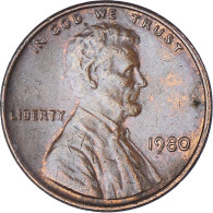 Monnaie, États-Unis, Lincoln Cent, Cent, 1980, U.S. Mint, Philadelphie, TTB - 1959-…: Lincoln, Memorial Reverse