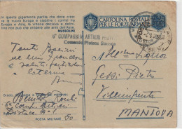 1943. Cartolina Postale PM 3600 Per Mantova. 6^ COMPAGNIA ARTIERI PROVV COMANDO PLOTONE STACCATO - 1939-45