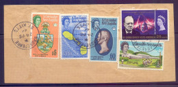 1966 St. Kitts Nevis Anguilla Churchill Map Cricket Bat School Stamps On Fragment Nice Postmark - Cricket