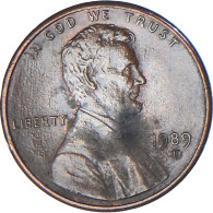 Monnaie, États-Unis, Lincoln Cent, Cent, 1989, U.S. Mint, Denver, TB, Copper - 1959-…: Lincoln, Memorial Reverse