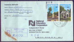 1992 St. Kitts Airmail Letter Sent To USA With Sir Thomas Warner Tomb Stamp Connection With Warner Park Cricket Ground - Cricket