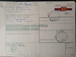 Canals Valencia Boletin De Expedición Paquetes Postales A Francia 1993 Mat. Certificado 4827 Ptas. De Franqueo !! - Vignette [ATM]
