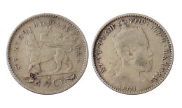 ETIOPIA 1 GERSH 1903 A IN ARGENTO MENELIK II KM# 12 - Ethiopie