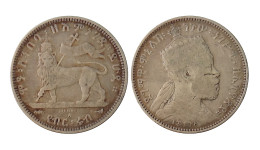 ETIOPIA 1/4 BIRR 1903 A IN ARGENTO MENELIK II KM# 3 - Aethiopien