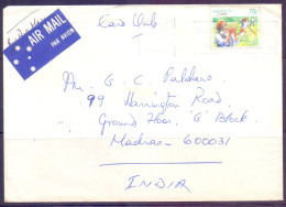 2004 Australia Cricket Stamp Catcher Fielder Woman Cricketer Airmail Letter To India - Cricket