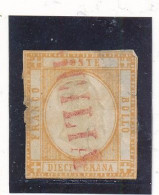 Italie Sicile N° 15 Oblitéré Cote (2015) 120 € Griffe Linéaire Sicilia En Rouge (état) - Sicilië