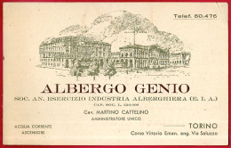 Carte De Visite Commerciale Italia TORINO Piemonte - ALBERGO GENIO Corso Vittorio Eman. Ang. Via Saluzzo - Cartes De Visite