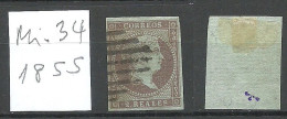 ESPANA Spain 1855 Michel 34 O Signed - Usados