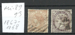 ESPANA Spain 1867/1868 Michel 89 & 93 O - Usados