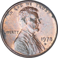 Monnaie, États-Unis, Lincoln Cent, Cent, 1978, U.S. Mint, Denver, TTB, Laiton - 1959-…: Lincoln, Memorial Reverse
