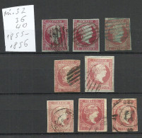 ESPANA Spain 1855-1856 - Small Lot Michel 32 & 36 & 40 O - Usados