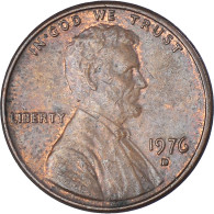 Monnaie, États-Unis, Lincoln Cent, Cent, 1976, U.S. Mint, Denver, TTB, Laiton - 1959-…: Lincoln, Memorial Reverse