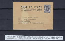 TYPO Nr. 505 Op Wikkel Van VOLK EN STAAT Verzonden Naar DUITSLAND , ZELDZAAM  , Details En Staat Zie 2 Scans ! LOT 313 - Typo Precancels 1936-51 (Small Seal Of The State)