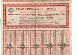 CHARBONNAGE DE FRANCE - DIXIEME D'OBLIGATION DE 10.000FRS - VALEUR NOMINALE DE 1000 FRS - ANNEE 1948 - Mineral