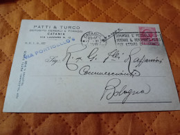 CARTOLINA PUBBLICITARIA TARIFFA STAMPE DITTA PATTI & TURCO DEPOSITO CEREALI CATANIA CON ANNULLO PUBBLICITARIO 1929 - Magasins