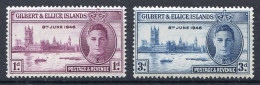 GILBERT & ELICE < Yv. N° 50-51 ** Neuf Luxe - MNH ** - KING VICTORY - VICTOIRE ROI GEORGES VI - Gilbert & Ellice Islands (...-1979)
