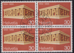 1969 Schweiz , ET° Mi:CH 900, Yt:CH 832, Europa (C.E.P.T.) 1968 - Gebäude, Zentrisch Gestempelt Bern, - 1969