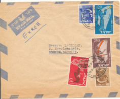 Israel Air Mail Cover Sent To Denmark 8-5-1956 With More Topic Stamps - Posta Aerea