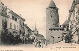 Romont Intérieur De La Ville Animée Attelage - Romont