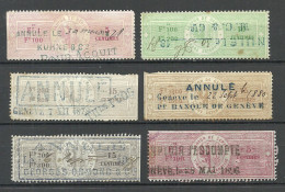 SCHWEIZ Switzerland O 1878-1896 Canton De Genève Timbre Estampillé Revenue Tax Steuermarken, 6 Pcs - Revenue Stamps