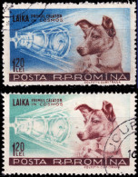 ROUMANIE / ROMANIA - 1957 - Mi.1684/5 Laïka (1st Dog In Space) And Sputnik II Spacecraft - VF Used - Gebruikt