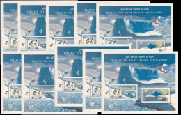 India 2009 MNH SS, Preserve Polar Regions & Glaciers, Penguins, Bear, Wild Animals, Lot Of 10 SS - Pingouins & Manchots