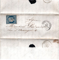 FRANCE / LETTRE DE BOURG EN BRESSE à LYON DE 1853 AFFRANCHIE AVEC UN N° 4A Bleu Foncé - 1849-1876: Klassik