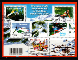 2009 France World Alpine Ski Championship. Skiing.  Miniature Sheet M/S VFU - Oblitérés