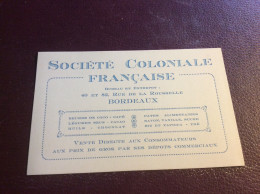 Société Coloniale Francaise / Beurre Cacao Savon Huile Riz / Rue De La Rousselle  /  Bordeaux 33 Gironde - Cartes De Visite