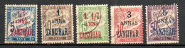 Col33 Zanzibar Colonie Française Taxe 1897 N° 1 à 5 Oblitéré Cote : 85,00€ - Used Stamps